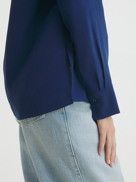 Женская шелковая блузка MAISON DAVID, Артикул 20231226, сапфировый | 4408183. Ракурс 3