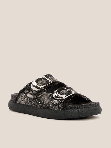 Женские шлепанцы из денима TENDANCE, Артикул DL2510-1, черный | 4411588. Ракурс 2