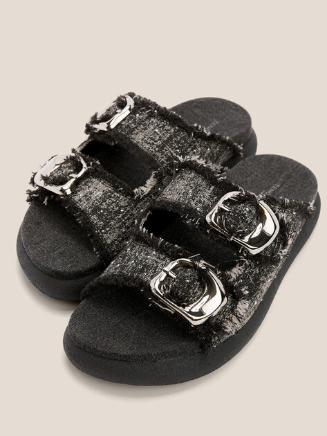 Женские шлепанцы из денима TENDANCE, Артикул DL2510-1, черный | 4411588. Ракурс 5