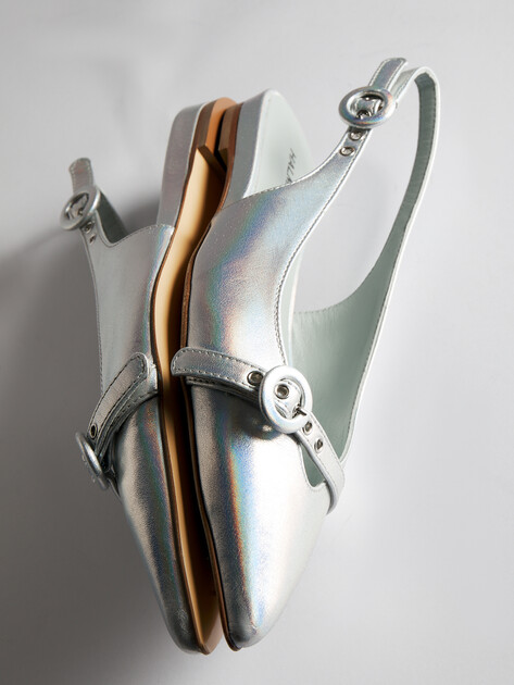 Балетки с открытой пяткой (слинг-бэк) HALMANERA LAS, Артикул LAS39, серебряный | 4417338. Ракурс 6