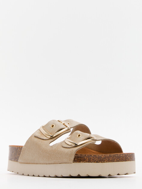 Женские шлепанцы BIO GREEN, Артикул 14411-W-PT150-1-RDV, пыльно-бежевый | 4419636. Ракурс 3