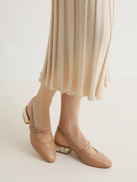 Женские туфли с открытой пяткой (слингбэк) GIOVANNI FABIANI, Артикул S25467, бежево-розовый | 4431930. Ракурс 2