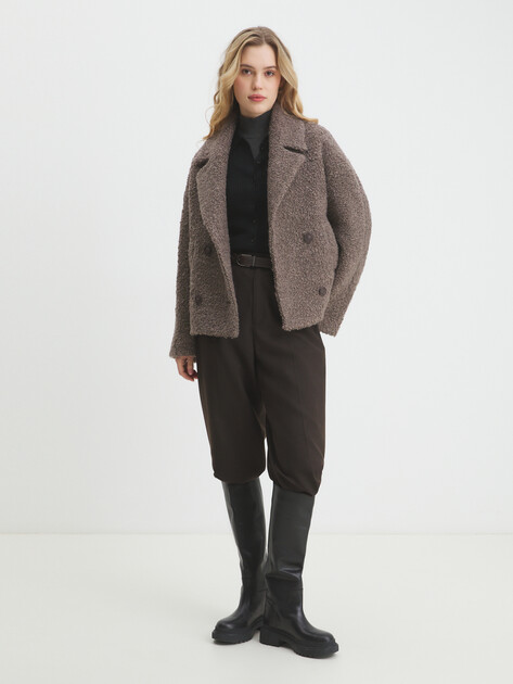 Женское полупальто MAISON DAVID, Артикул LILOU_ALPACO, коричнево-серый | 4439841. Ракурс 2