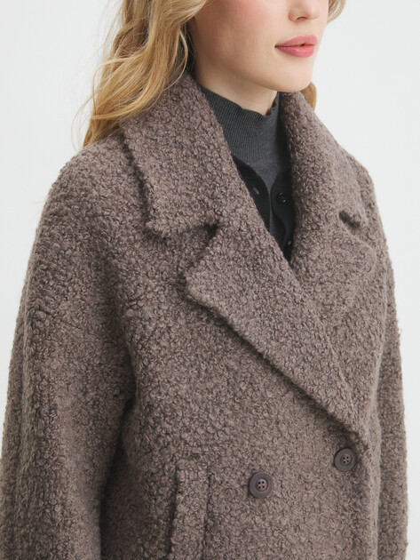 Женское полупальто MAISON DAVID, Артикул LILOU_ALPACO, коричнево-серый | 4439841. Ракурс 3