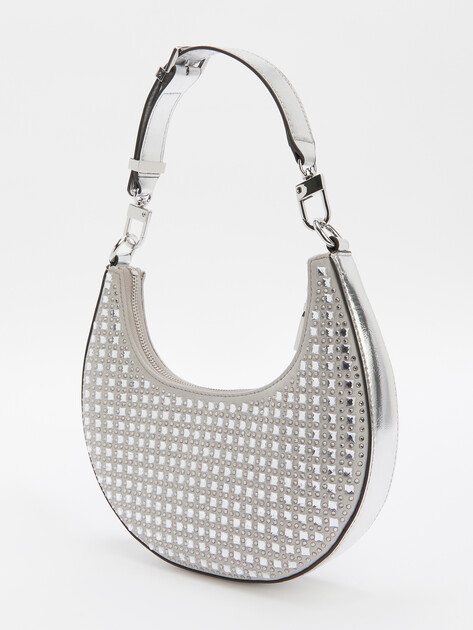 Женская сумка на плечо GUESS LUA SMALL HOBO, Артикул HWIY9205010, серебряный | 4449751. Ракурс 4