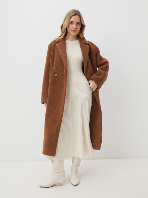 Женское пальто тедди MAISON DAVID, Артикул SONIA_TEDDY 05, коричневый | 4459158. Ракурс 2