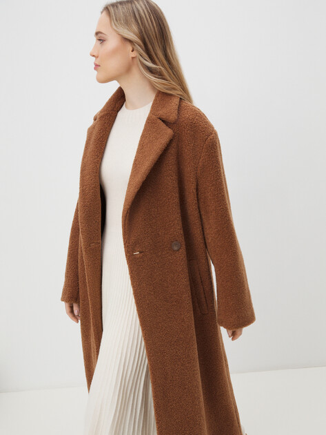Женское пальто тедди MAISON DAVID, Артикул SONIA_TEDDY 05, коричневый | 4459158. Ракурс 5