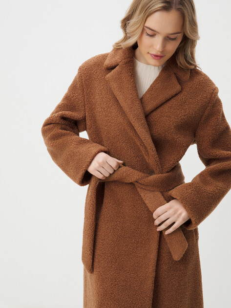 Женское пальто тедди MAISON DAVID, Артикул SONIA_TEDDY 05, коричневый | 4459158. Ракурс 6