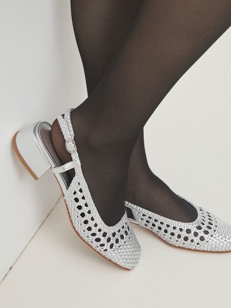 Женские туфли с открытой пяткой (слинг-бэк) TENDANCE, Артикул GLC7223K-02, серебряный | 4460834. Ракурс 2
