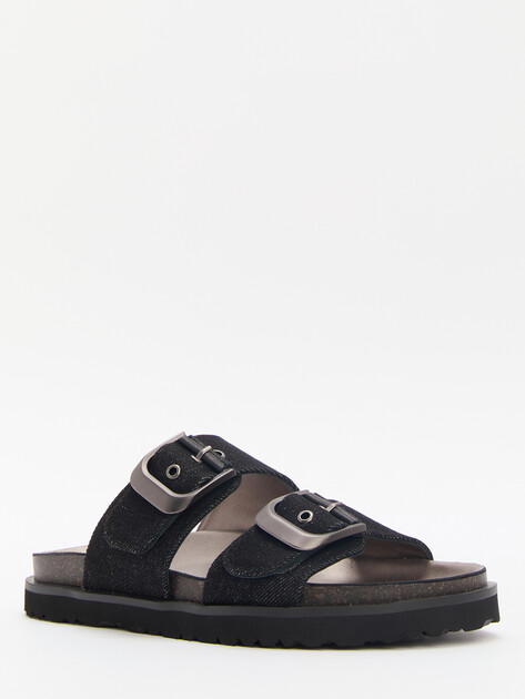 Женские шлепанцы из денима TENDANCE, Артикул GLC7606F-01, черный | 4461194. Ракурс 3