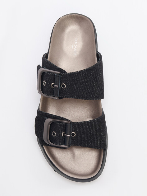 Женские шлепанцы из денима TENDANCE, Артикул GLC7606F-01, черный | 4461194. Ракурс 4