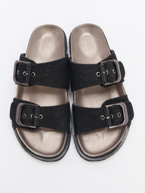 Женские шлепанцы из денима TENDANCE, Артикул GLC7606F-01, черный | 4461194. Ракурс 6