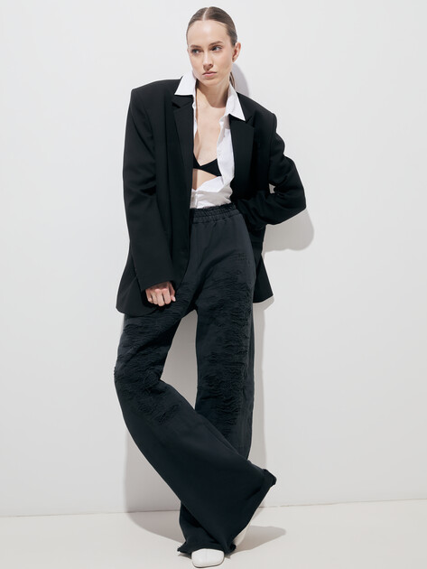 Женские широкие брюки MM6 MAISON MARGIELA PANTS, Артикул S62KB0214, черный | 4461680. Ракурс 5