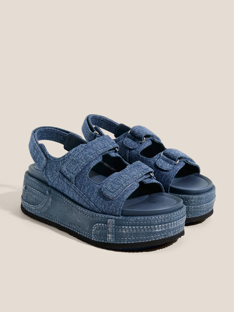 Женские сандалии из денима TENDANCE, Артикул LT24078-51, серовато-синий | 4468059. Ракурс 2