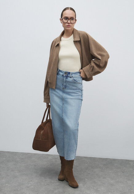 Юбка из денима MAISON DAVID, Артикул ZH-24-06, голубой | 4481082. Ракурс 2