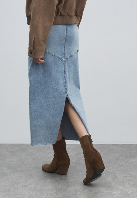 Юбка из денима MAISON DAVID, Артикул ZH-24-06, голубой | 4481082. Ракурс 4