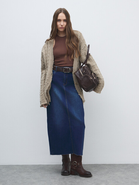 Юбка из денима MAISON DAVID, Артикул ZH-24-06, темно-синий | 4481096. Ракурс 2