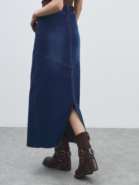 Юбка из денима MAISON DAVID, Артикул ZH-24-06, темно-синий | 4481096. Ракурс 4