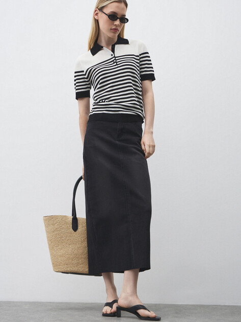 Юбка из денима MAISON DAVID, Артикул ZH-24-06, черный | 4481116. Ракурс 2