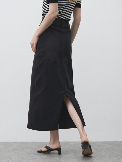 Юбка из денима MAISON DAVID, Артикул ZH-24-06, черный | 4481116. Ракурс 4
