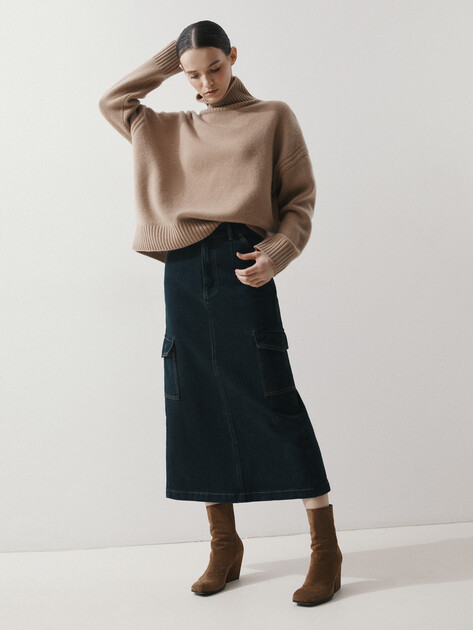 Юбка из денима MAISON DAVID, Артикул ZH-24-20A, темно-синий | 4481170. Ракурс 5
