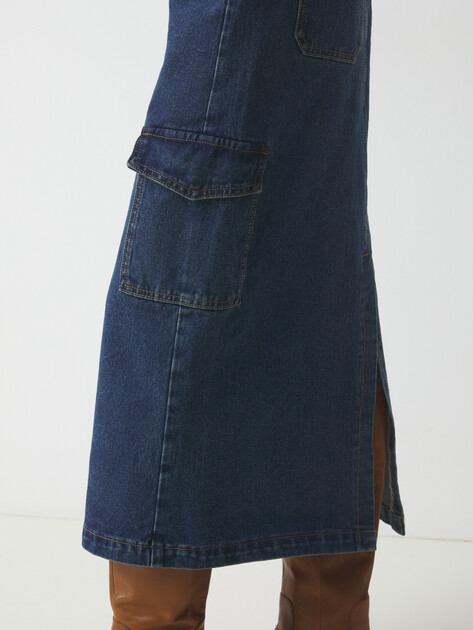 Юбка из денима MAISON DAVID, Артикул ZH-24-20A, серовато-синий | 4481181. Ракурс 3