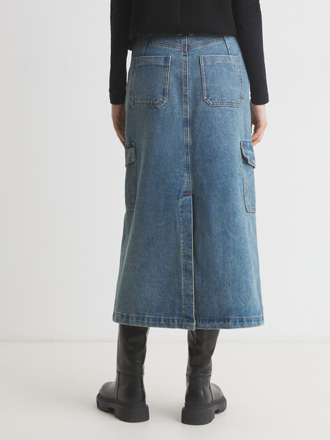 Юбка из денима MAISON DAVID, Артикул ZH-24-20A, голубой | 4481218. Ракурс 4