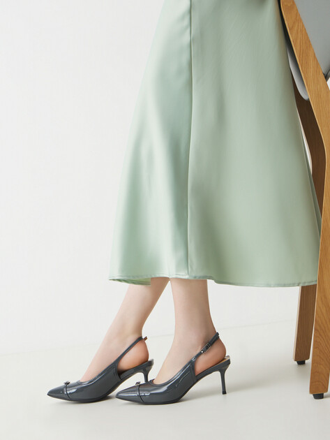 Женские туфли с открытой пяткой (слингбэк) TENDANCE, Артикул GLC7578K-02, темно-серый | 4484860. Ракурс 2