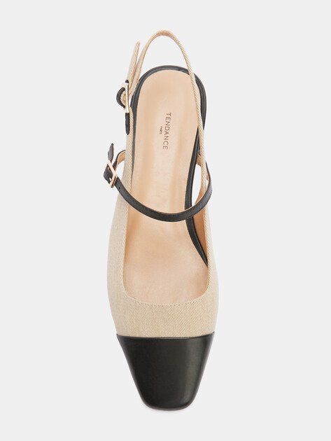 Женские туфли с открытой пяткой из денима TENDANCE, Артикул GLC7592-04, бежевый | 4484956. Ракурс 5