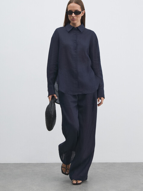 Женские широкие брюки  MAISON DAVID, Артикул 2024-514, темно-синий | 4503090. Ракурс 2