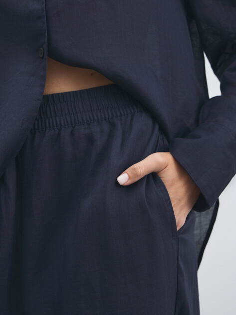 Женские широкие брюки  MAISON DAVID, Артикул 2024-514, темно-синий | 4503090. Ракурс 3