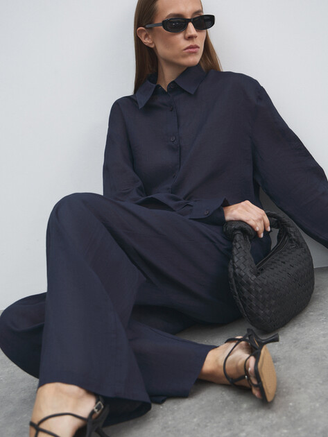 Женские широкие брюки  MAISON DAVID, Артикул 2024-514, темно-синий | 4503090. Ракурс 5