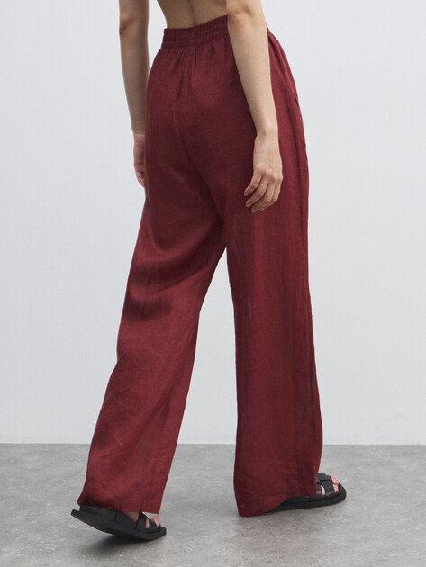 Женские широкие брюки  MAISON DAVID, Артикул 2024-514, вишневый | 4503111. Ракурс 4