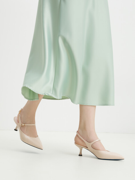 Женские туфли с открытой пяткой (слингбэк) LORIBLU, Артикул WSSA64, молочно-бежевый | 4504162. Ракурс 2