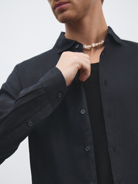 Мужская рубашка MAISON DAVID, Артикул 2024-541, черный | 4506413. Ракурс 3