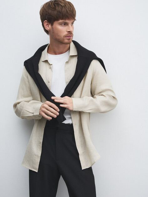 Мужская рубашка MAISON DAVID, Артикул 2024-541, светло-бежевый | 4506420. Ракурс 5