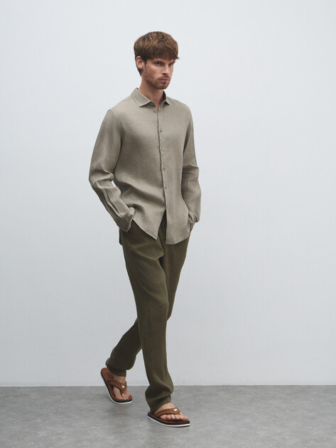 Мужская рубашка MAISON DAVID, Артикул 2024-541, серо-бежевый | 4506427. Ракурс 2
