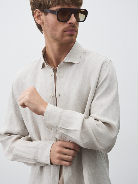 Мужская рубашка MAISON DAVID, Артикул 2024-541, пыльно-бежевый | 4506448. Ракурс 3