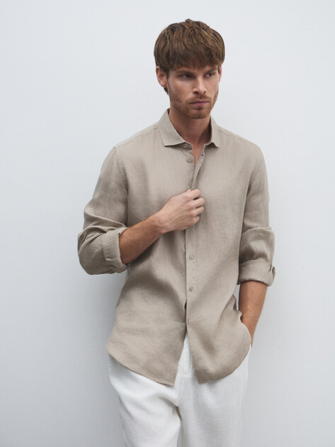 Мужская рубашка MAISON DAVID, Артикул 2024-541, зеленовато-бежевый | 4506462. Ракурс 5