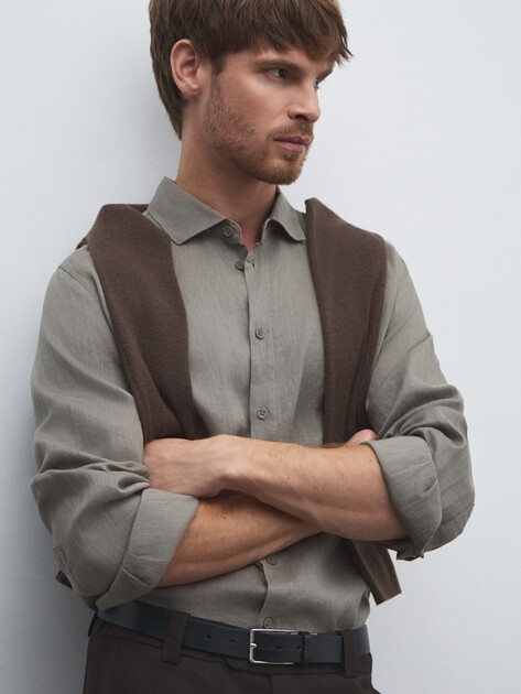 Мужская рубашка MAISON DAVID, Артикул 2024-541, хаки | 4506497. Ракурс 5