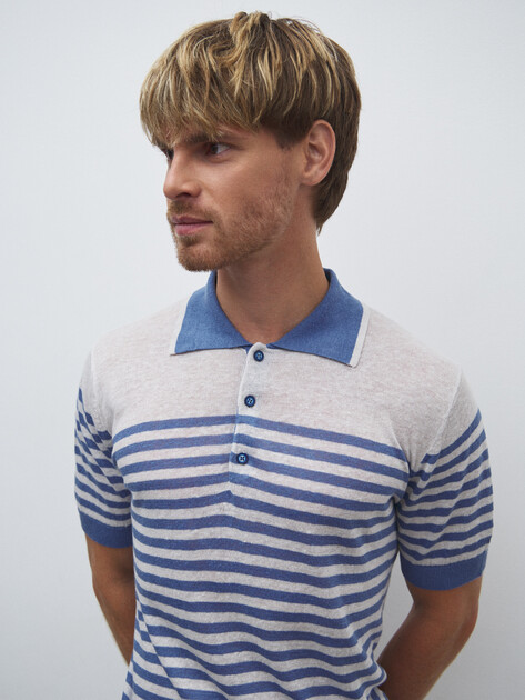Мужское поло MAISON DAVID, Артикул 2024-154, синий | 4507440. Ракурс 3