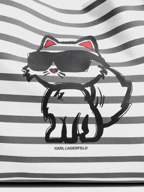 Женский шоппер KARL LAGERFELD ikon print stripe shop, Артикул A2W50025, белый | 4522019. Ракурс 2