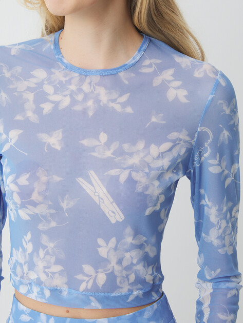 Топ MO5CH1NO JEANS SCARF PRINT, Артикул 1204 SS25, голубой | 4522363. Ракурс 3 Топ MO5CH1NO JEANS SCARF PRINT, Артикул 1204 SS25, голубой | 4522363. Ракурс 3