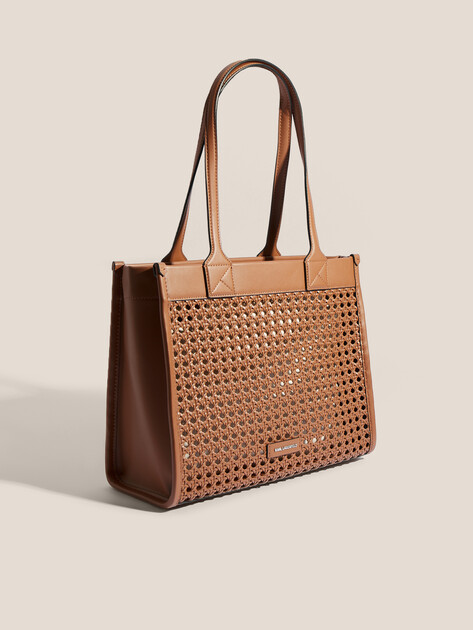 Женский тоут KARL LAGERFELD k/skuare md tote woven, Артикул A2W30052, светло-коричневый | 4522405. Ракурс 3