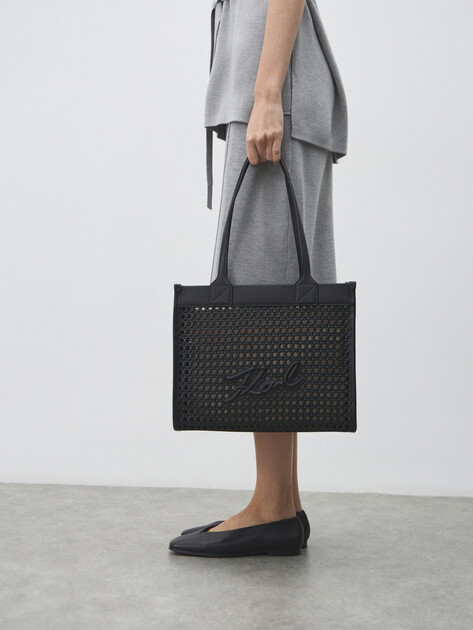 Женский тоут KARL LAGERFELD k/skuare md tote woven, Артикул A2W30052, черный | 4522416. Ракурс 5