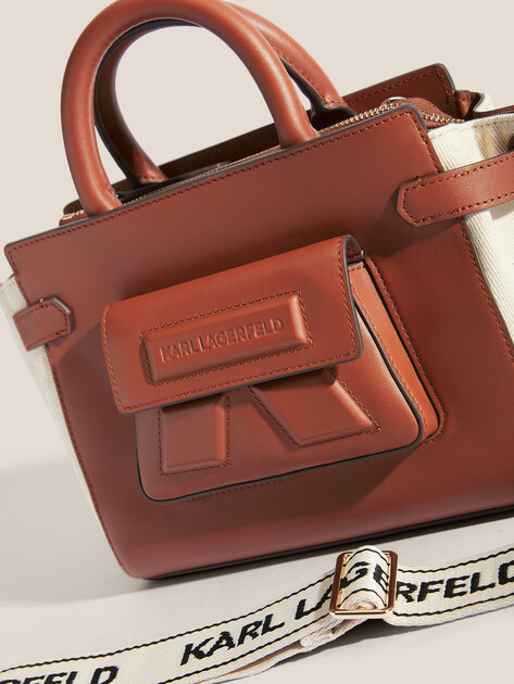 Женский тоут KARL LAGERFELD ikon/k sm tote canvas, Артикул A2W30169, светло-коричневый | 4522426. Ракурс 2