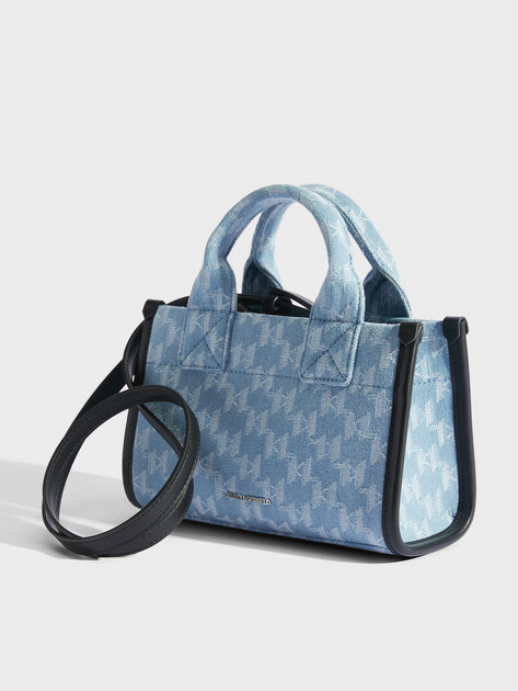Женская сумка с ручками из денима KARL LAGERFELD k/skuare sm tote denim, Артикул A2W30194, голубой | 4522514. Ракурс 3