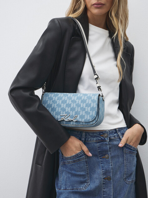 Кросс-боди из денима KARL LAGERFELD k/signature crossbody denim, Артикул A2W30196, голубой | 4522530. Ракурс 5