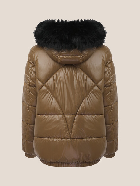 Женский пуховик GEOX W BACKSIE S, Артикул W5628S, светло-коричневый | 4523935. Ракурс 7