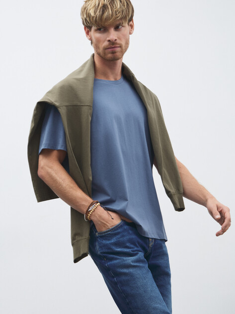 Мужская футболка MAISON DAVID, Артикул MLY24-113, серо-синий | 4524125. Ракурс 5